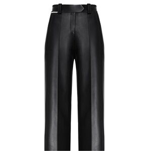Aleksandre Akhalkatsishvili Mid Rise Vegan Leather Pleated Straight Leg Pant XS